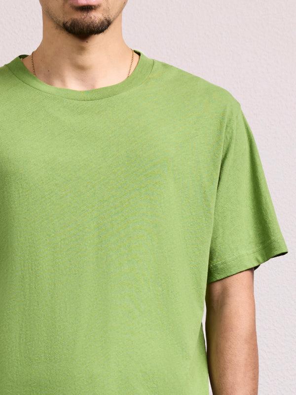 Frescobol Carioca DINIS COTTON-LINEN T-SHIRT Parakeet Green