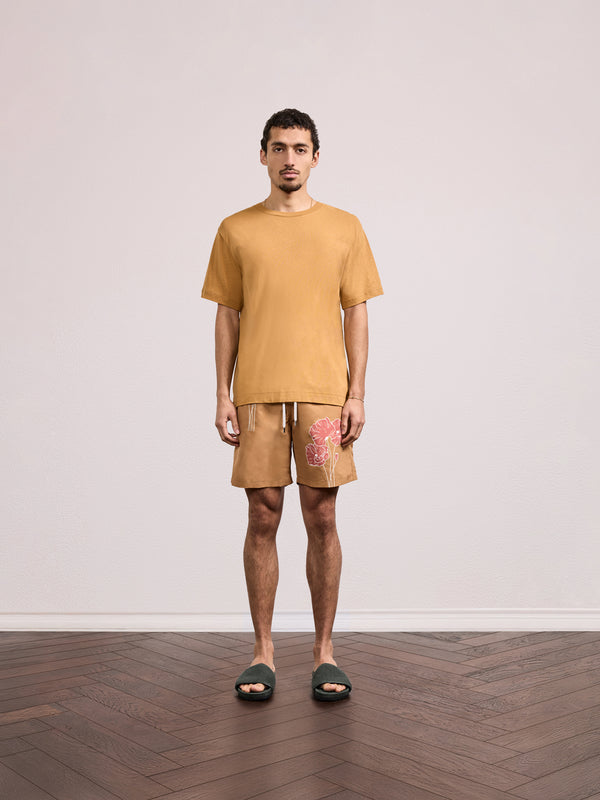 Frescobol Carioca DINIS PRINTED COTTON T-SHIRT Almond