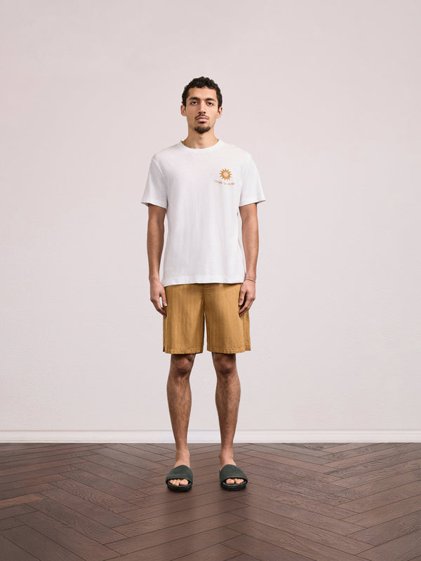 Frescobol Carioca DINIS PRINTED COTTON T-SHIRT Almond & Beige