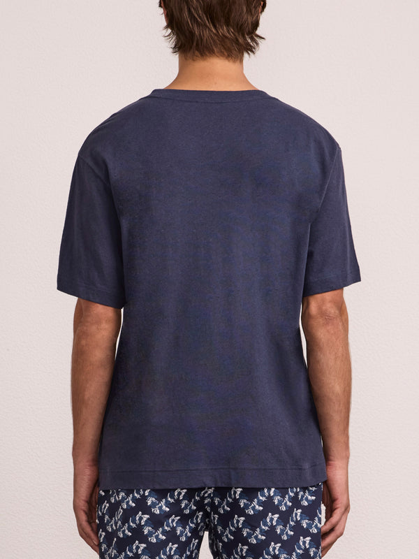 Frescobol Carioca DINIS PRINTED T-SHIRT Midnight Blue FS