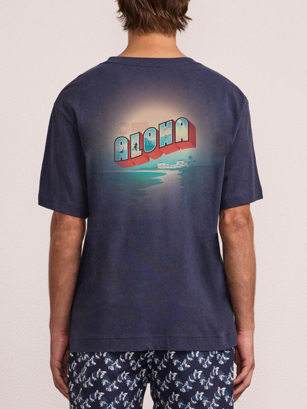 Frescobol Carioca DINIS PRINTED T-SHIRT Midnight Blue FS