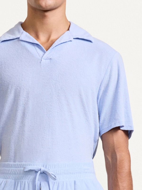 Frescobol Carioca FAUSTINO TERRY COTTON POLO Baby-Blue