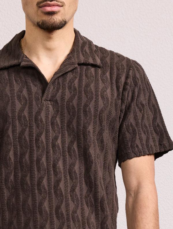 Frescobol Carioca FAUSTINO TERRY COTTON POLO Brown MT