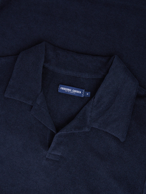 frescobol carioca FAUSTINO TERRY COTTON POLO Navy-Blue