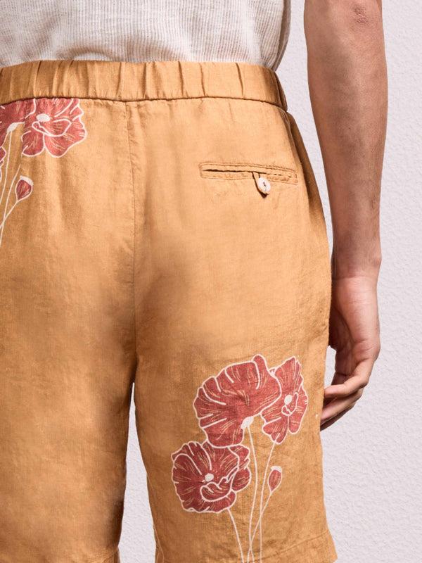 Frescobol Carioca FELIPE LINEN SHORTS Almond & Coral Rose