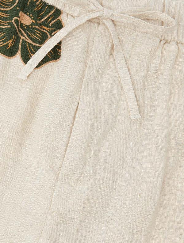 frescobol carioca FELIPE LINEN SHORTS Ecru & Evergreen
