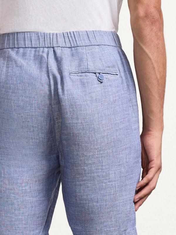 Frescobol Carioca FELIPE LINEN SHORTS Melange Navy Blue