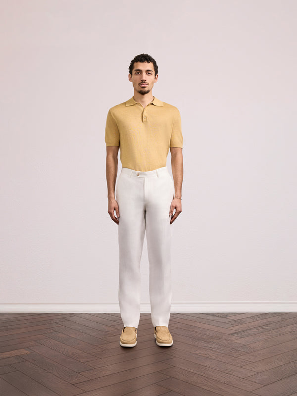 Frescobol Carioca AFFONSO LINEN TROUSERS Ivory