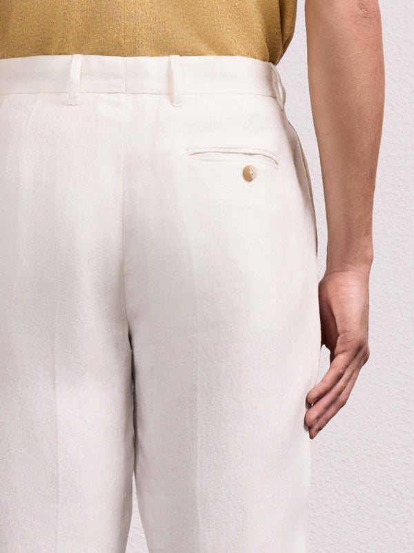 Frescobol Carioca AFFONSO LINEN TROUSERS Ivory