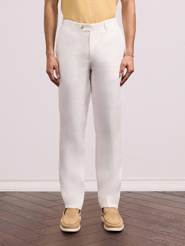 Frescobol Carioca AFFONSO LINEN TROUSERS Ivory