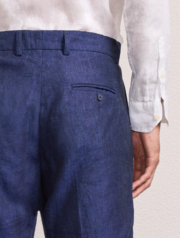 Frescobol Carioca AFFONSO LINEN TROUSERS Navy-Blue