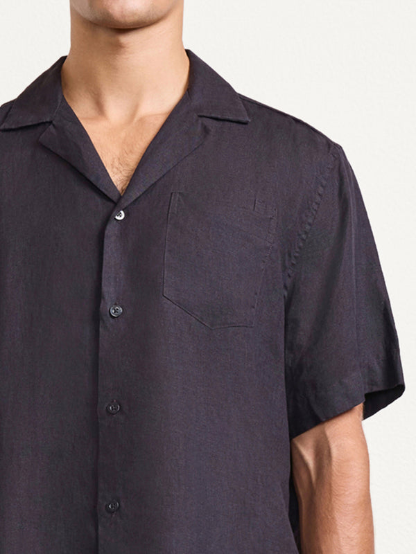 Frescobol Carioca ANGELO LINEN SHIRT Black