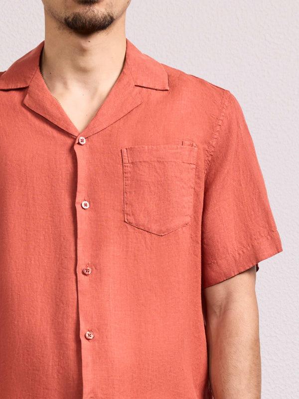Frescobol Carioca ANGELO LINEN SHIRT Coral Rose