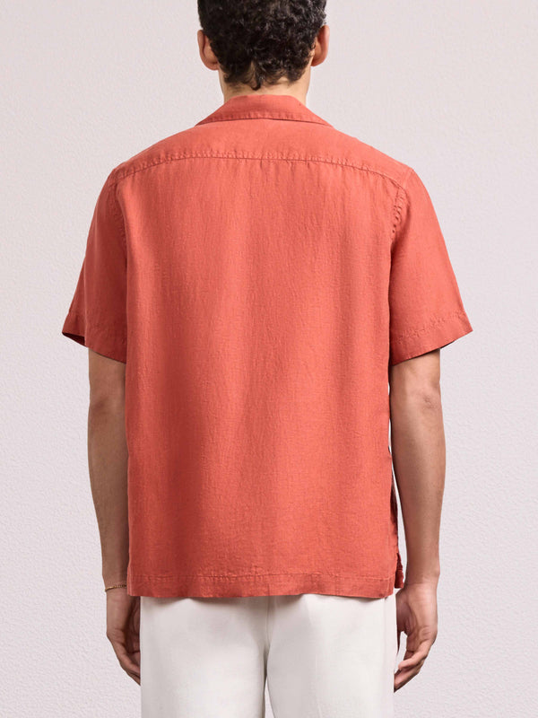 Frescobol Carioca ANGELO LINEN SHIRT Coral Rose