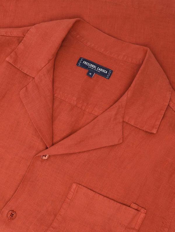 frescobol carioca ANGELO LINEN SHIRT Coral Rose
