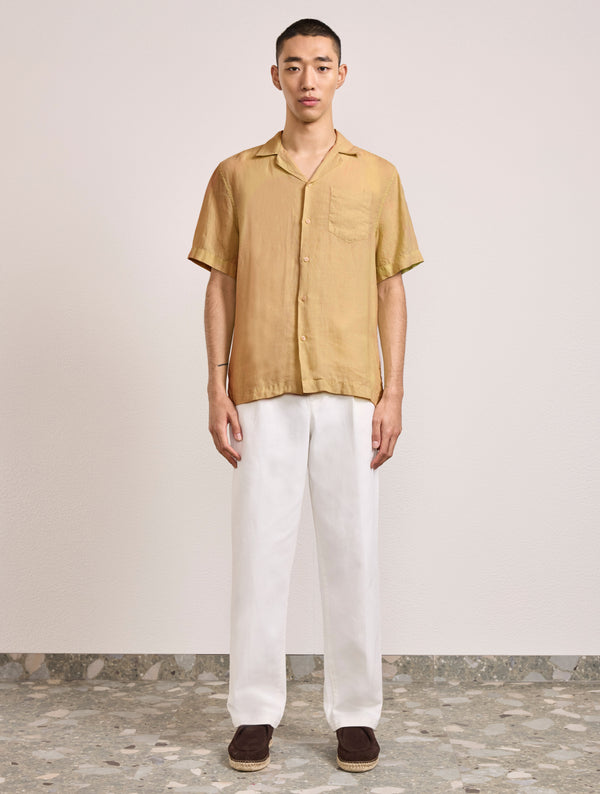 frescobol carioca ANGELO LINEN SHIRT Dried Moss