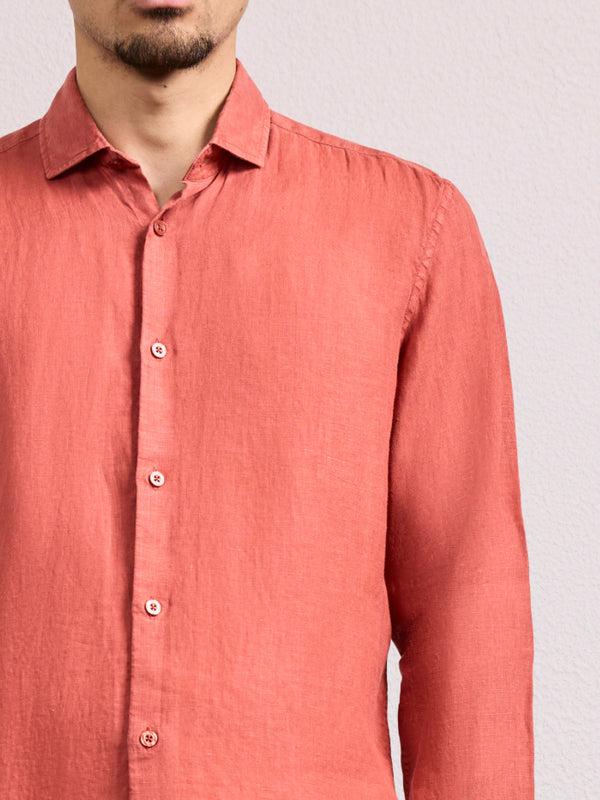 Frescobol Carioca ANTONIO LINEN SHIRT Coral Rose