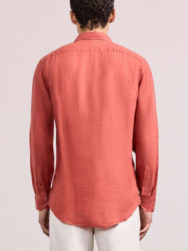 Frescobol Carioca ANTONIO LINEN SHIRT Coral Rose