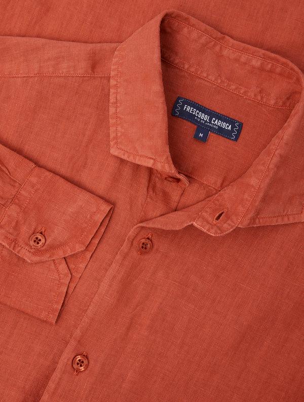 frescobol carioca ANTONIO LINEN SHIRT Coral Rose
