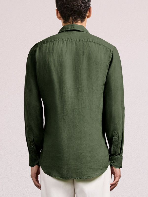Frescobol Carioca ANTONIO LINEN SHIRT Evergreen