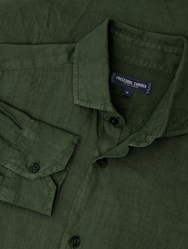 frescobol carioca ANTONIO LINEN SHIRT Evergreen