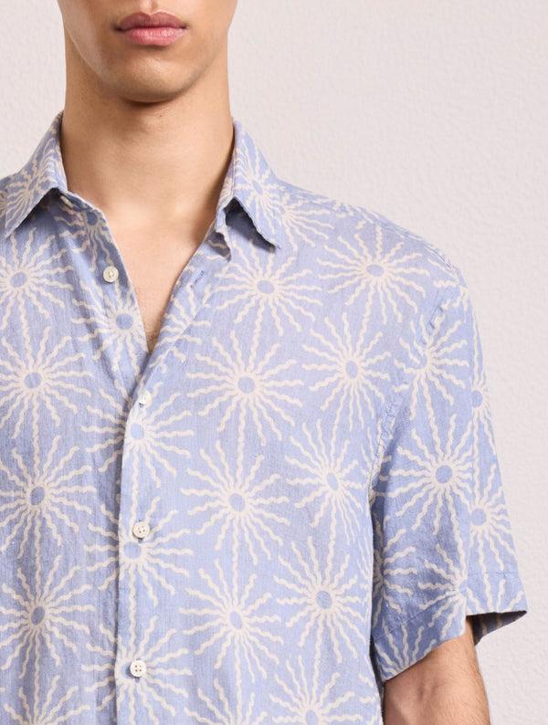 Frescobol Carioca CASTRO LINEN SHIRT Chambray Blue