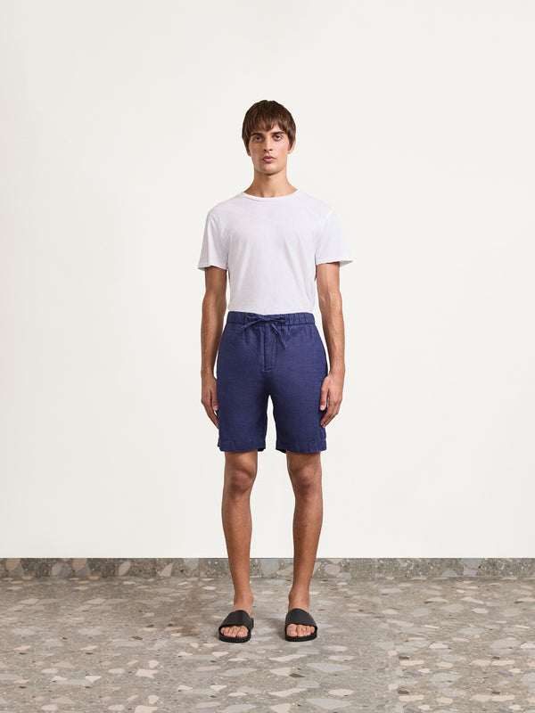 Frescobol Carioca FELIPE LINEN SHORTS Navy-Blue