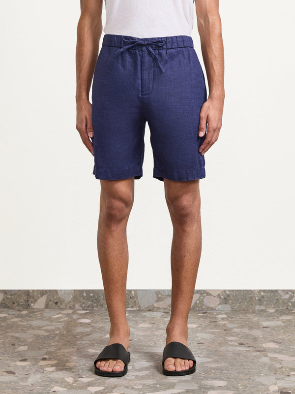Frescobol Carioca FELIPE LINEN SHORTS Navy-Blue