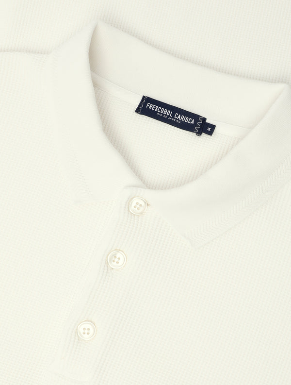 frescobol carioca HORACIO COTTON WAFFLE POLO Ivory