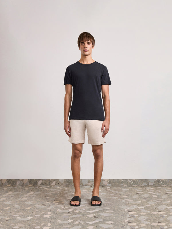 Frescobol Carioca LUCIO LINEN-COTTON T-SHIRT Black