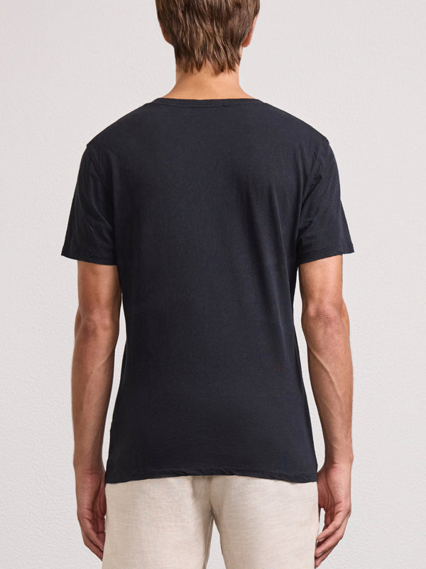 Frescobol Carioca LUCIO LINEN-COTTON T-SHIRT Black