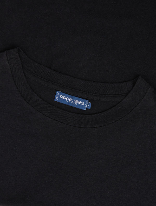 frescobol carioca LUCIO LINEN-COTTON T-SHIRT Black