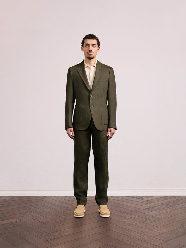 Frescobol Carioca PAULO LINEN BLAZER Forest Green