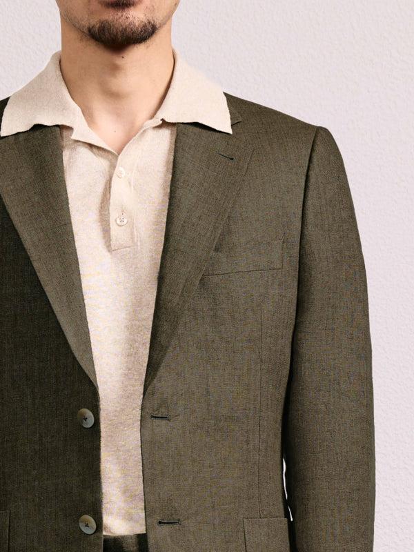 Frescobol Carioca PAULO LINEN BLAZER Forest Green
