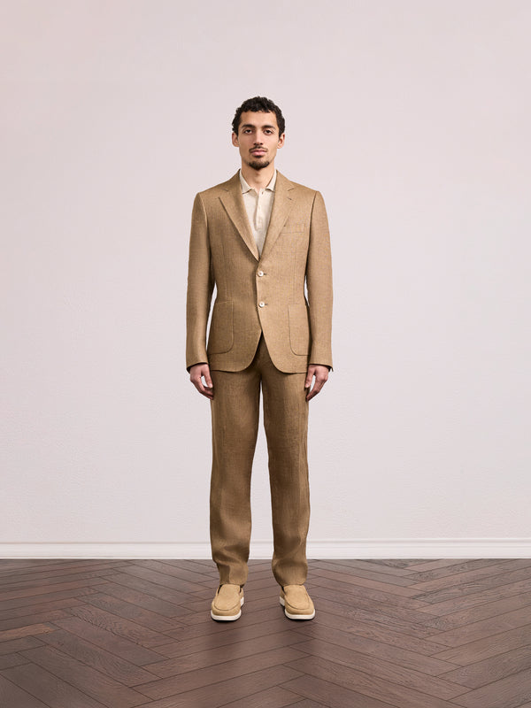 Frescobol Carioca PAULO LINEN BLAZER Light Brown