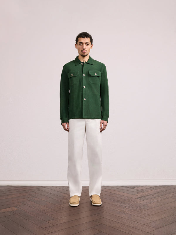 Frescobol Carioca RAVI SUEDE OVERSHIRT Evergreen
