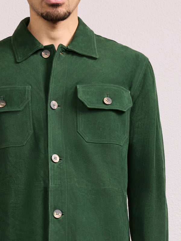 Frescobol Carioca RAVI SUEDE OVERSHIRT Evergreen
