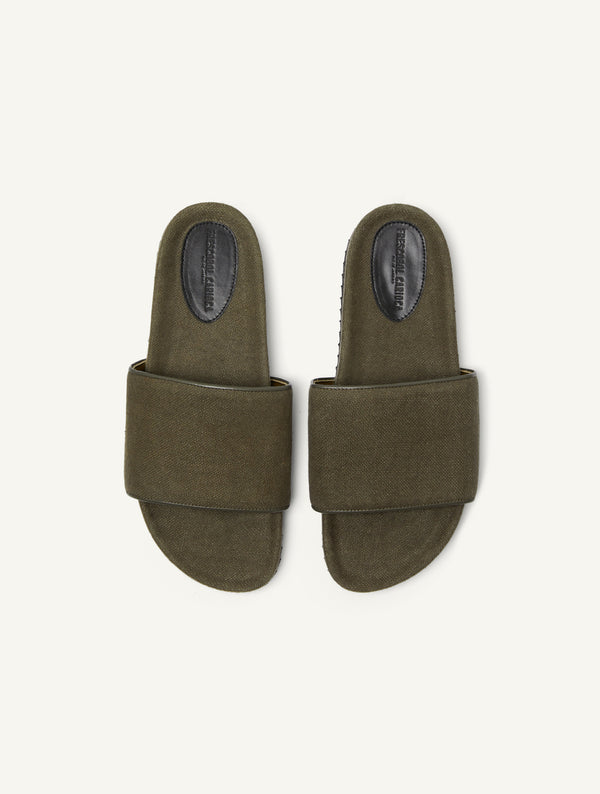Frescobol Carioca RENATO LINEN SLIDERS Dark Olive