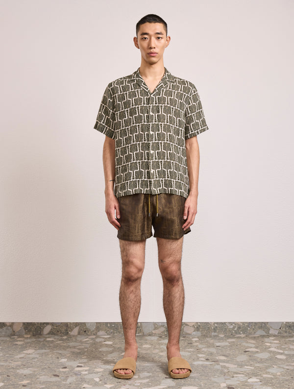 Frescobol Carioca ROBERTO LINEN SHIRT Dark Olive