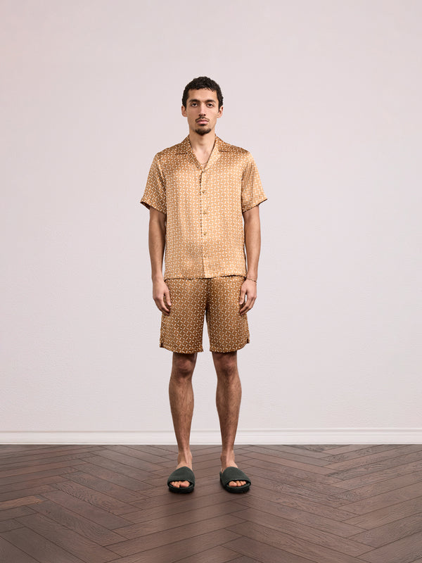 Frescobol Carioca ROBERTO SILK SHIRT Almond & Ivory