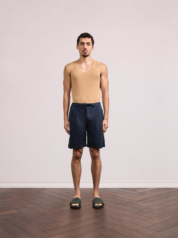 Frescobol Carioca SERGIO LINEN-BLEND SHORTS Navy