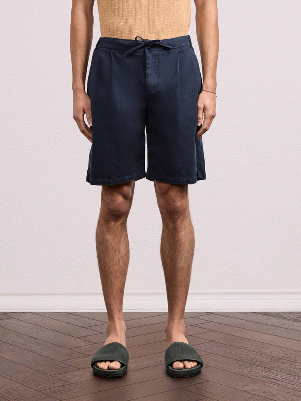 Frescobol Carioca SERGIO LINEN-BLEND SHORTS Navy