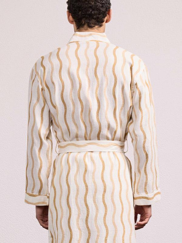 Frescobol Carioca TEFE LINEN ROBE Ivory & Almond