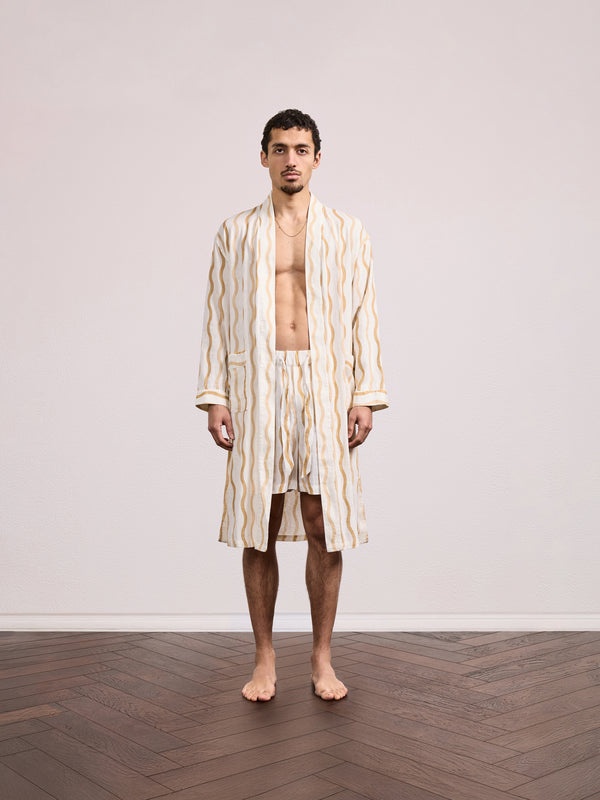 Frescobol Carioca TEFE LINEN ROBE Ivory & Almond