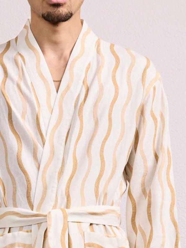 Frescobol Carioca TEFE LINEN ROBE Ivory & Almond
