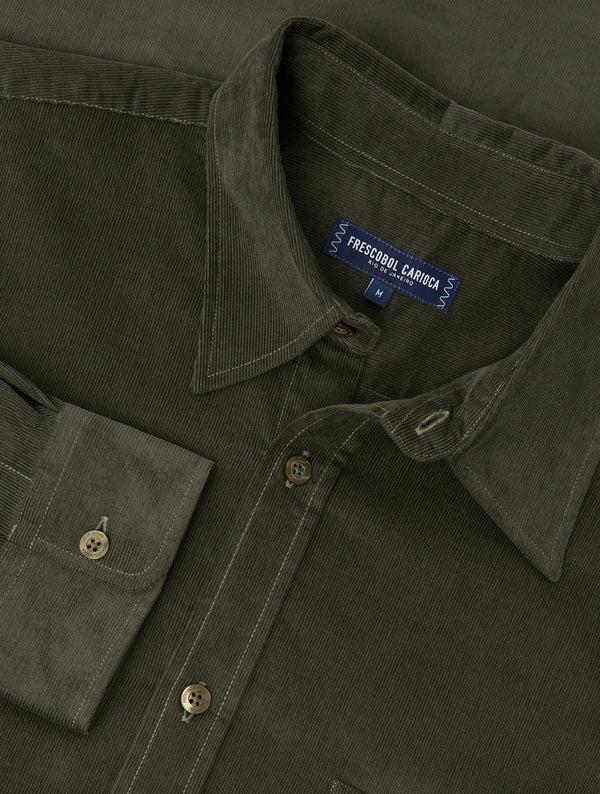 Frescobol Carioca TELLES CORDUROY SHIRT Dark Olive