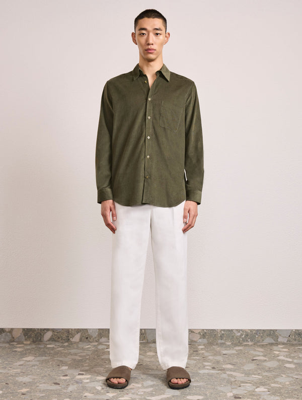 Frescobol Carioca TELLES CORDUROY SHIRT Dark Olive