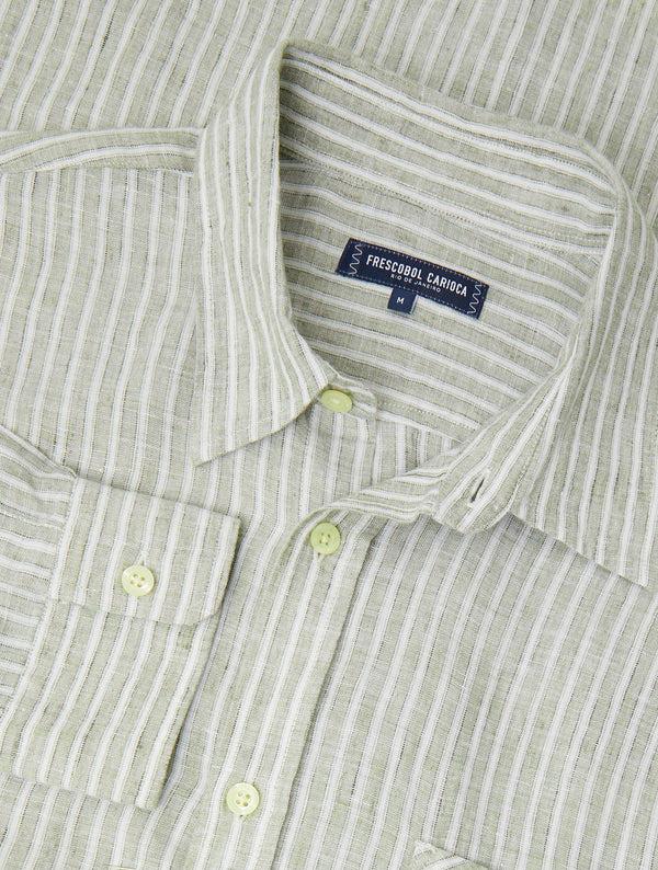 frescobol carioca TELLES LINEN SHIRT Dark Olive