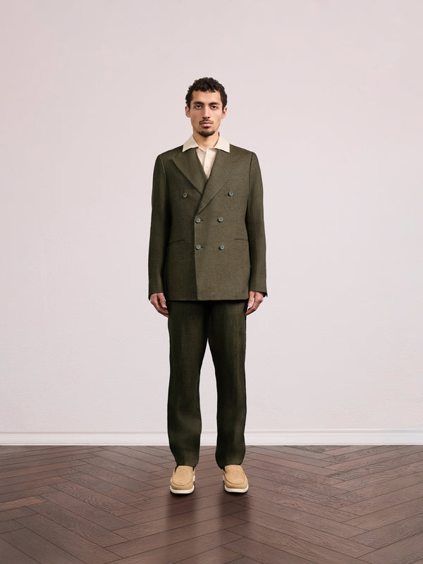 Frescobol Carioca ZANINI LINEN BLAZER Forest Green