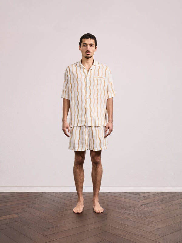 Frescobol Carioca LUCAS LINEN-VISCOSE SHORTS Ivory & Almond